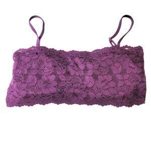 Sexy Purple Bralette Crop Top Lace Bandeau Adjustable Straps Removable Pad - NEW